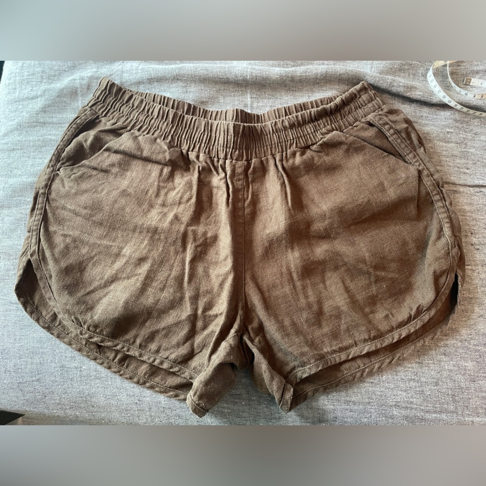 Brown Beaton Linen Running Shorts
